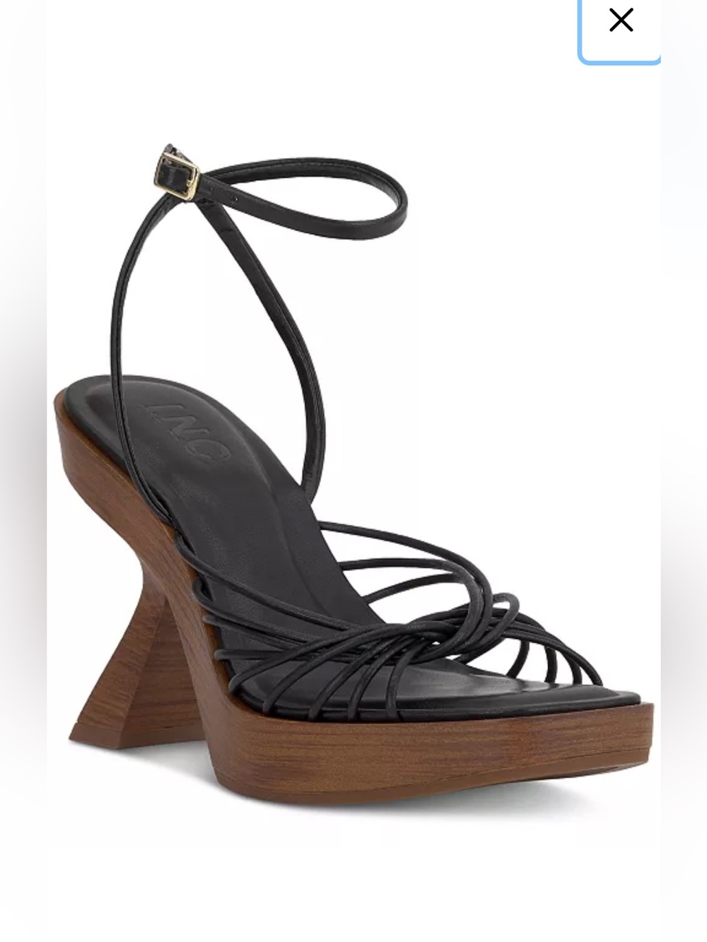 INC International Concepts Black Strappy Platform Sandal